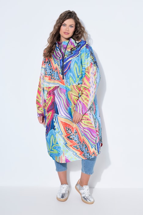 funktionelt regnslag, unisex, print, hætte