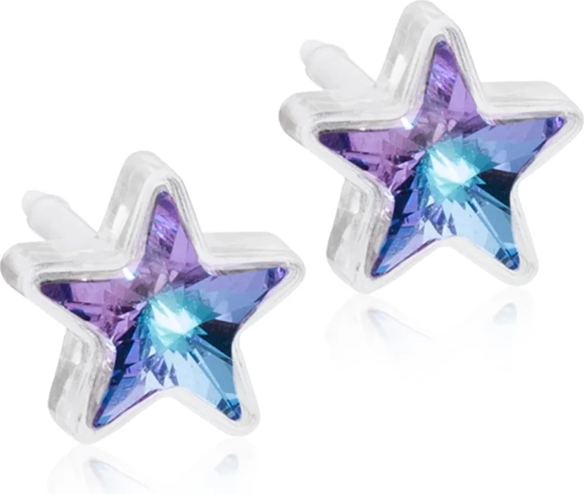 blomdahl - lilac shimmer mp star øreringe, 6 mm - medicinsk plastik