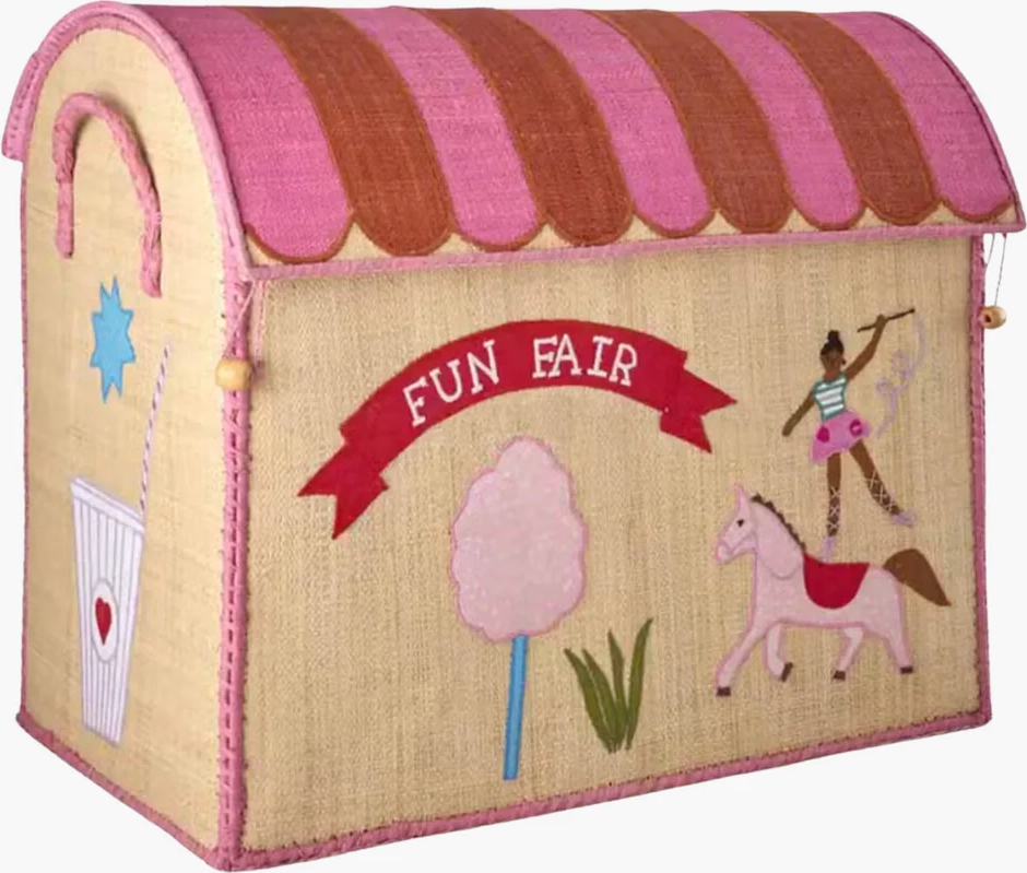 opbevaringskurv med fun fair i pink i stor