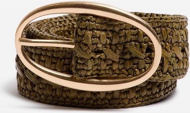 Vanessa Bruno Raffia Belt 35 MM Khaki