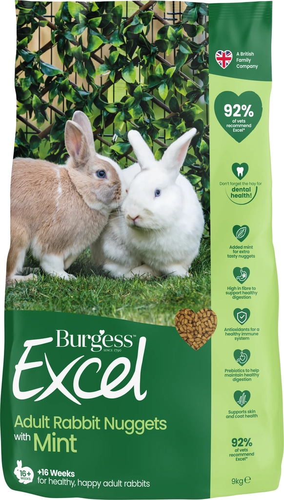 Burgess - Excel Adult Rabbit Nuggets with Mint 9kg -  Kanin