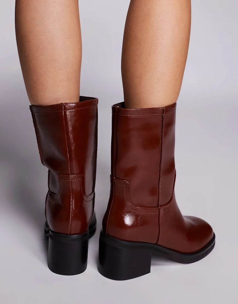 River Island - Brune læghøje støvler med blokhæl-Brown
