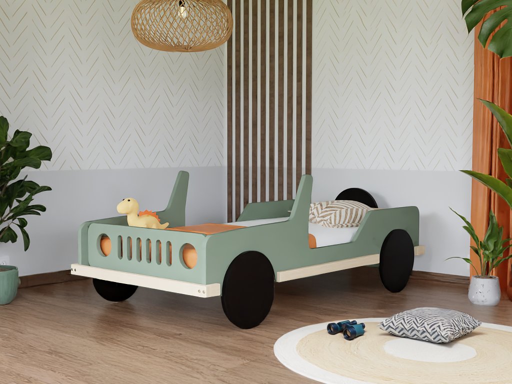 køb bil seng til børn jeep safari 80x160 – børneseng i massivt træ | flere farver | beba.dk