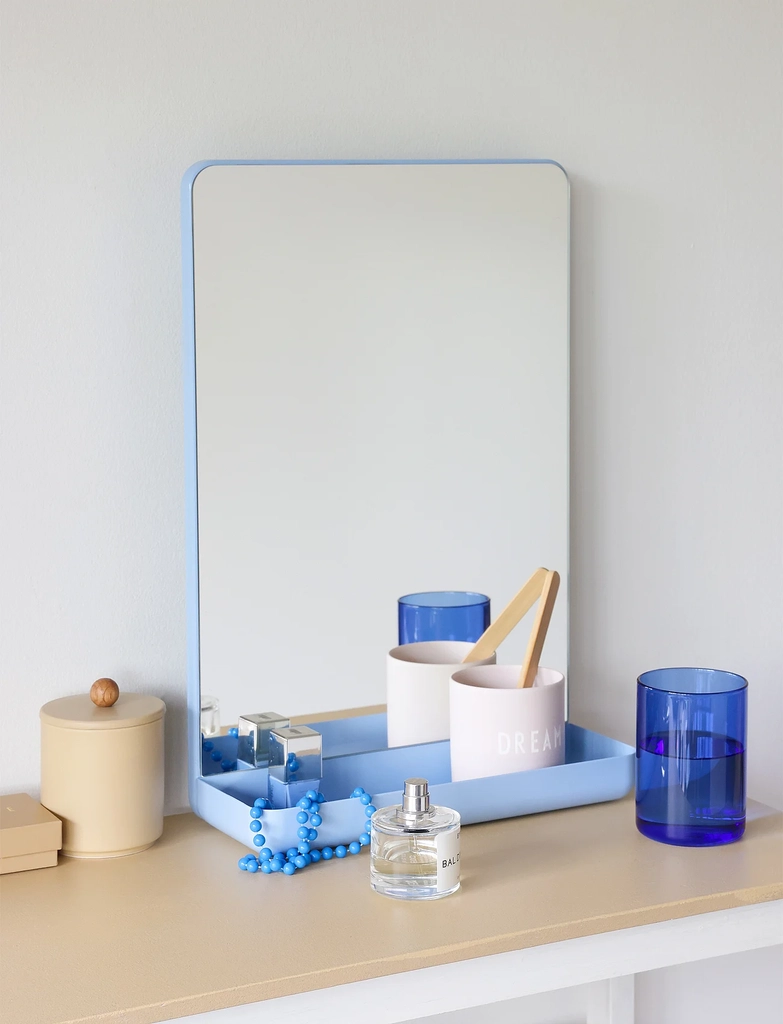 Design Letters Wall Mirror Mirror Shelf - Blue - 30X 11.2X 45CM