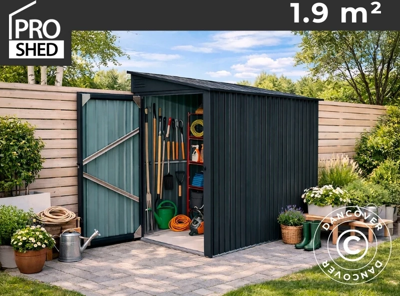 redskabsskur, 1,03x1,85x1,9m, proshed®, 1,9m2, antracit