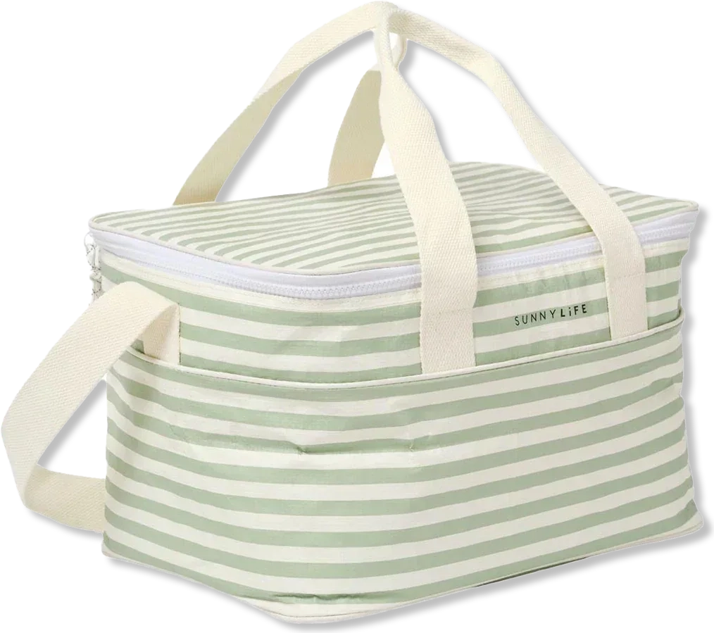 Sunnylife La Palma Køletaske - H 25 x B 22 x L 34 cm - Plastik/bomuld - Sage