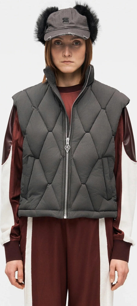 diamond padded vest - vest - smoke grey