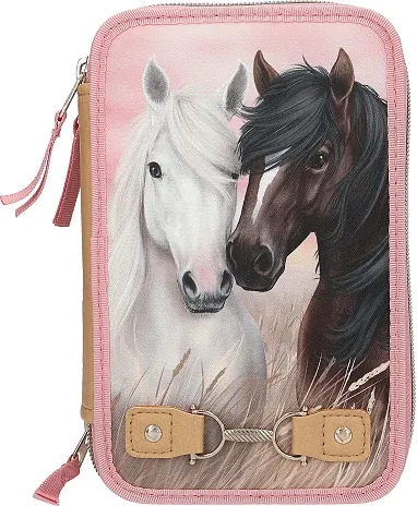 køb miss melody - trippel penalhus med indhold - dusty rose fra depesche