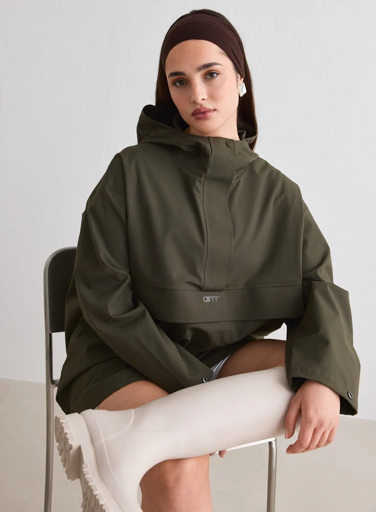 khaki waterproof oversized anorak