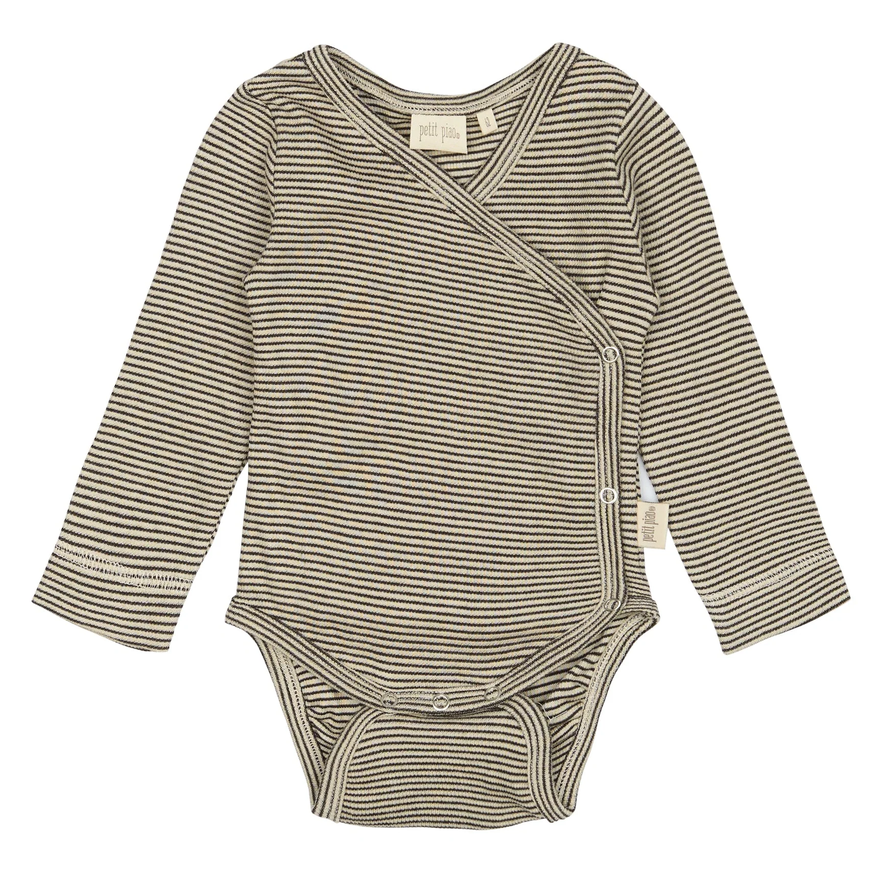 Petit Piao Coffee Bean/Dark Off White PPDian Body L/S Fold Over Stripe NOOS Str. 74