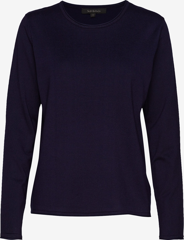 SOFT REBELS Srmarla O-Neck Knit Roll Edge |Blue |M