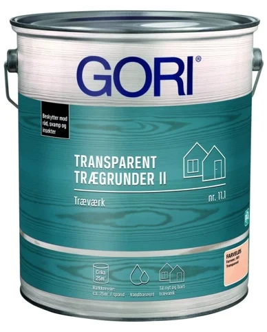 gori, transparent trægrunder ii, 11.1, træværk, vandbaseret, farveløs, 0,75 l