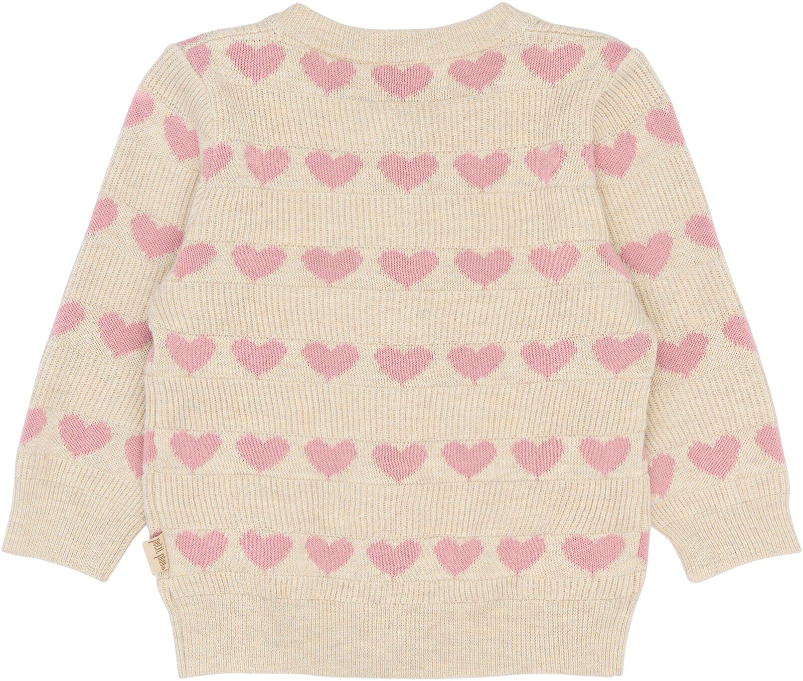 PETIT PIAO Ppelia Knit Cardigan Kvinde Fog Heart Aop Cardigans Str 92 cm - Bomuld hos Magasin