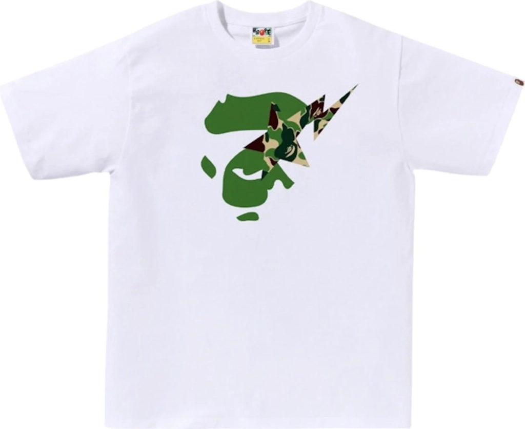 A Bathing Ape Camo Face Sta Tee White/Green
