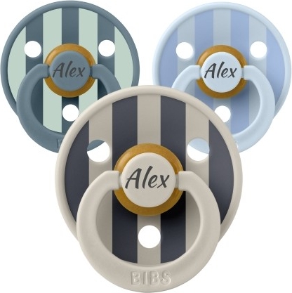 Bibs X Moomin Colour, Str. 1 (0-6 Mdr.), Rund - Latex, Sutter Med Navn, 5-pak