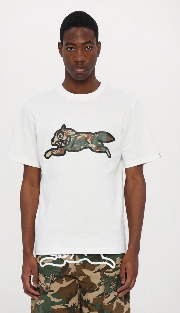 camo running dog woodland - t-shirts print - white