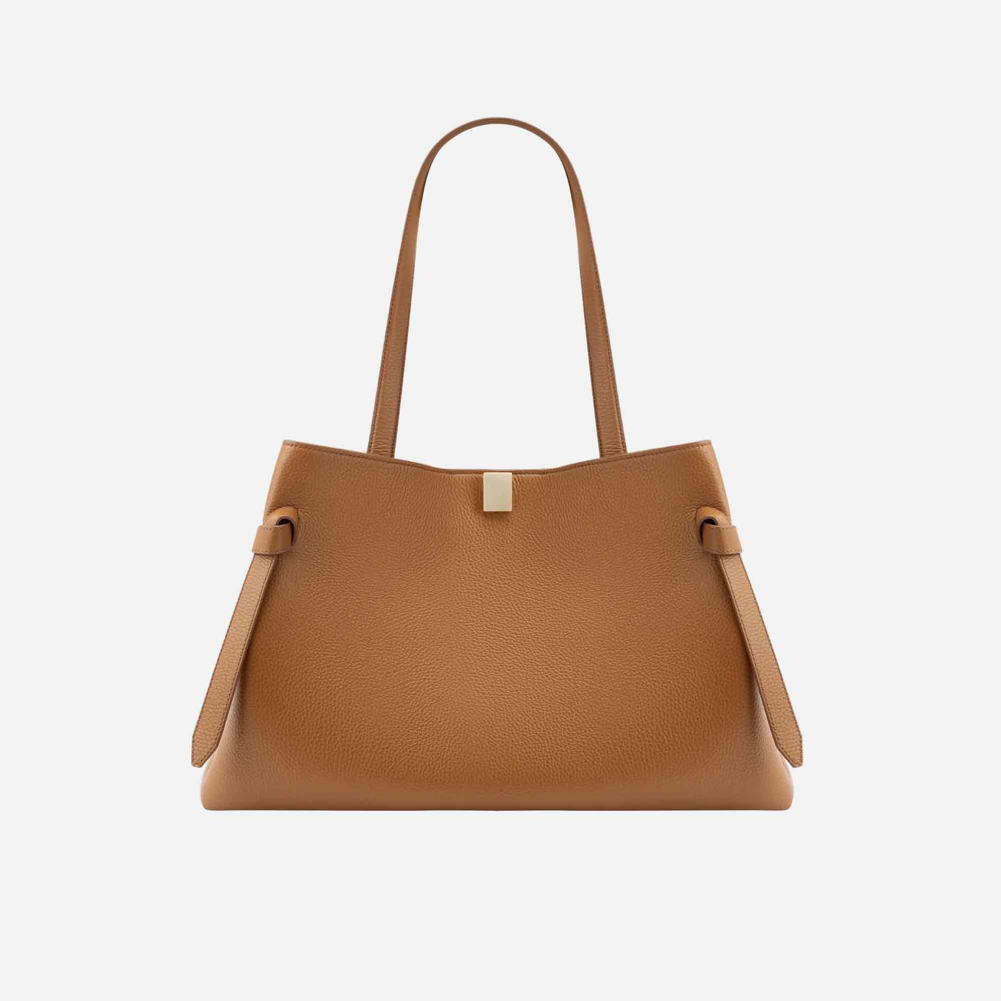 gyoza tote bag grained leather hazel