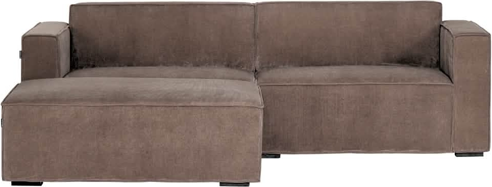 balu sofa - grå/brun fløjl inkl. puf - 240 cm