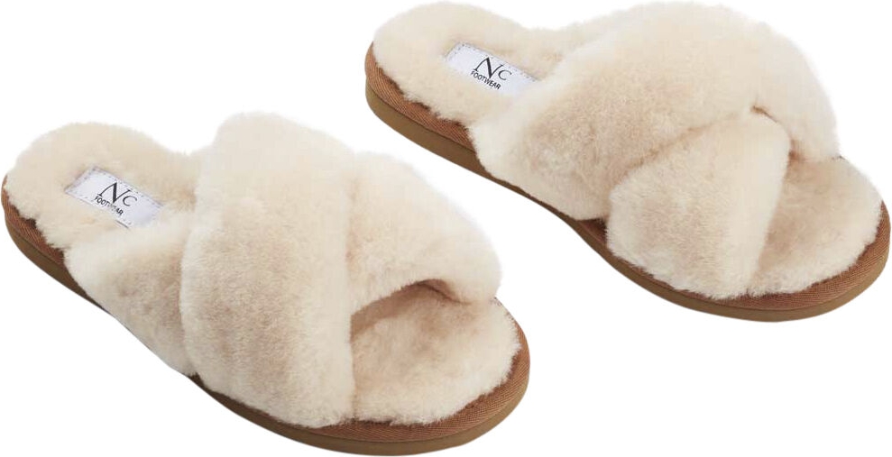 NATURES Collection Slippers Cross (100% New Zealand Sheepskin) Natur Kvinde Nature Hjemmesko Str 39 - hos Magasin