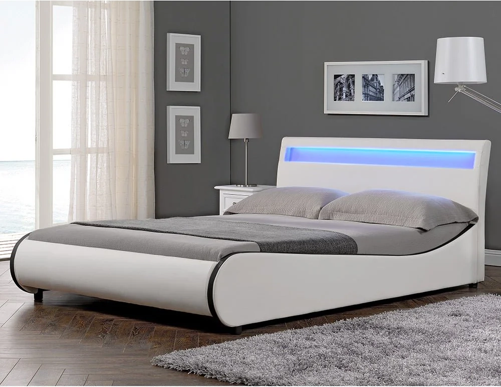 corium® dobbeltseng valencia med led belysning - kunstlæder - i forskellige størrelser og farver