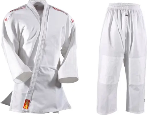 danrho yamanashi judo gi med skulderstriber - 420g - hvid