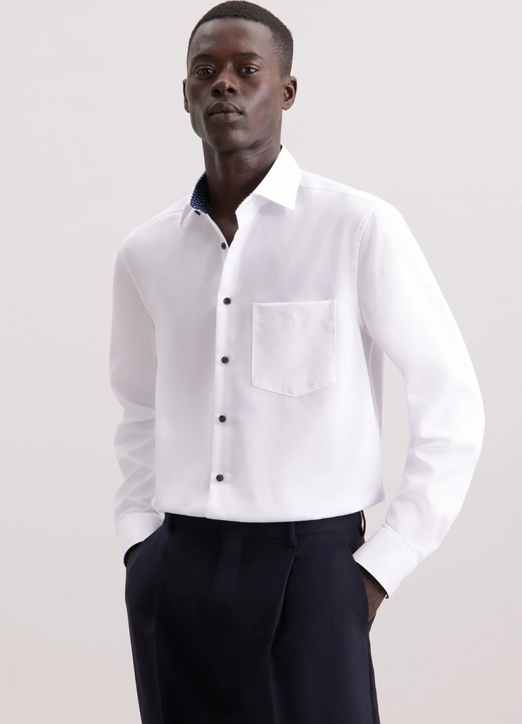 Seidensticker Business Shirt Regular 1/1 Kentcollar Uni Mand White Langærmede Skjorter Str 42 - hos Magasin