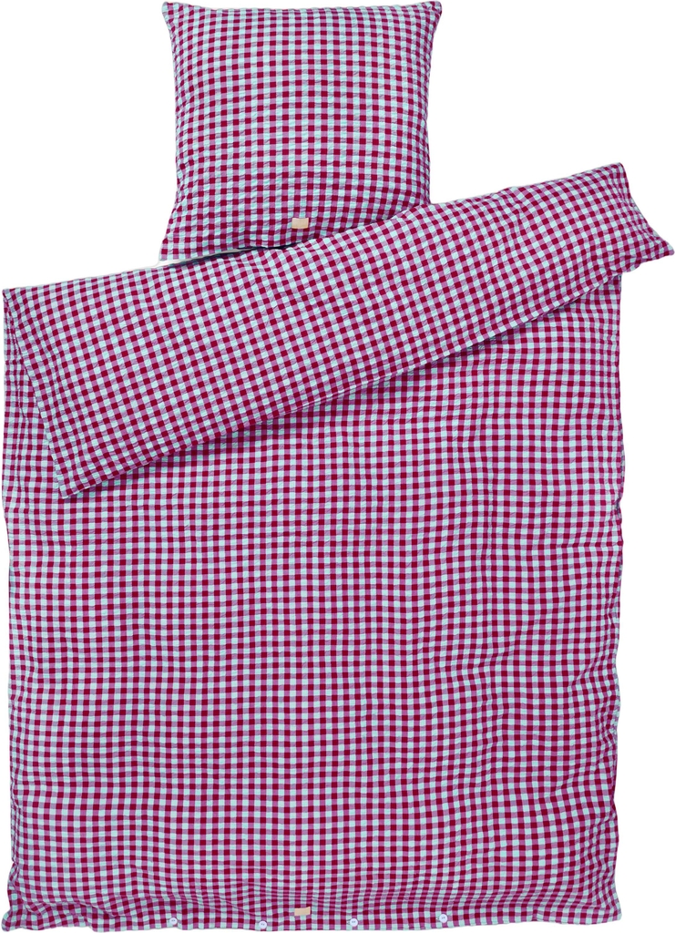 JUNA Bettwäsche 140x220 cm - 100% Bio-Baumwolle - Seersucker-Bettwäsche Fuchsia