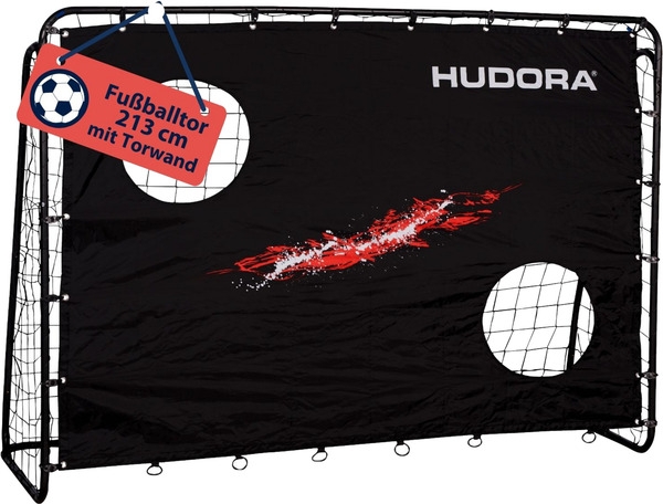Hudora Football Goal Trainer Football Goal with Goal Wall Training for Children and Teenagers Football Goal 213 x 152 x for Outdoor Garden Black 76923
