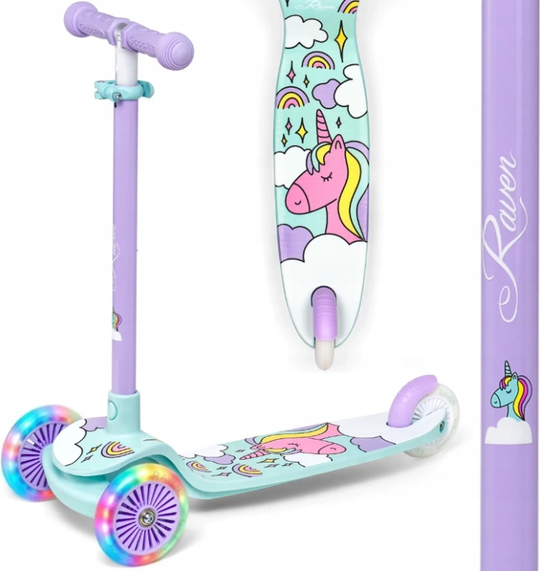 Raven Laviana 3 hjulet løbehjul Violet Mint med lys i hjulene