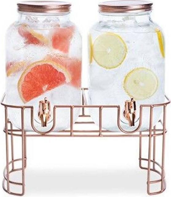 Cosy & Trendy Juicedispenser Sæt Med Fod 2x3.5l Glas Drikkedispenser