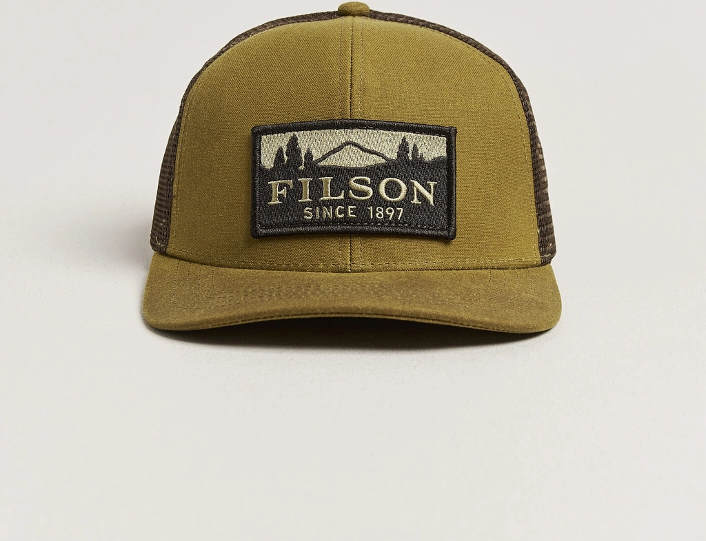 filson scenic waxed logger mesh cap dark tan