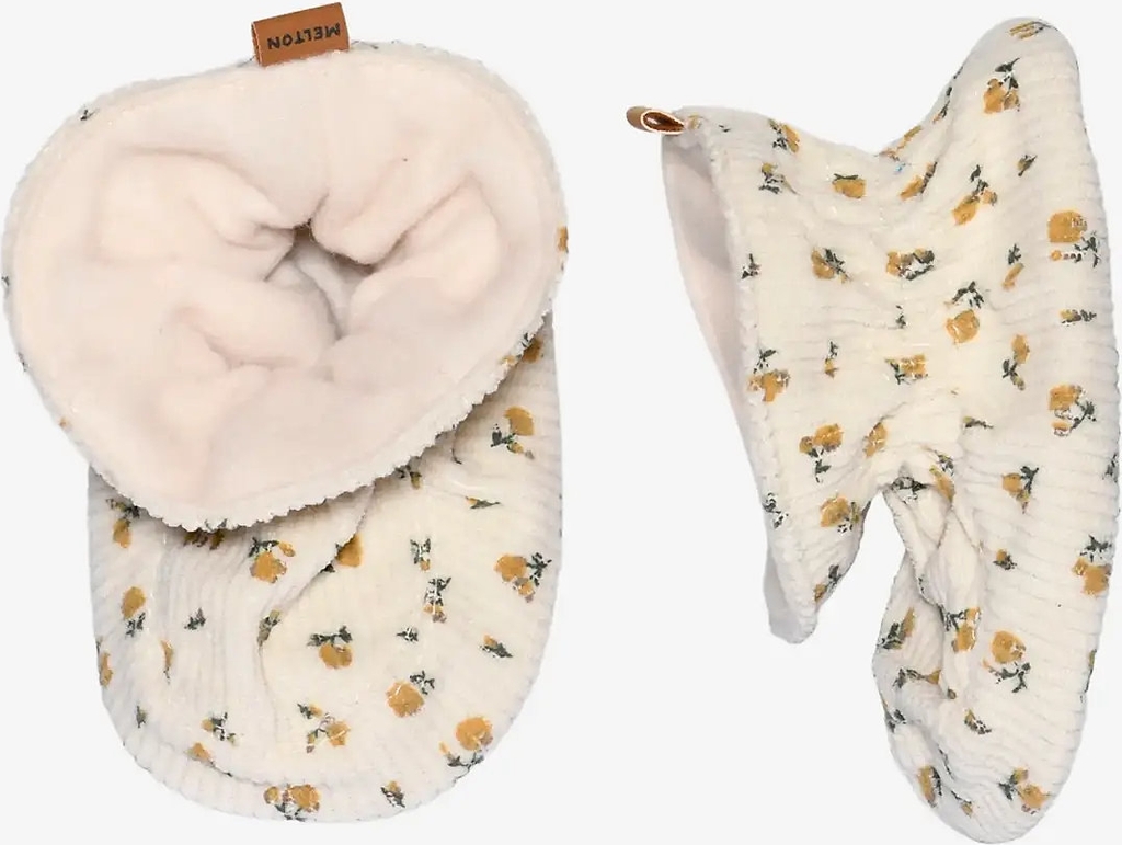 Melton Floral Textile Slippers - Cream - 16/17