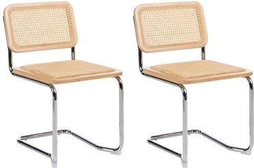 sæt med 2 spisebordsstole cordova rattan lysebrun