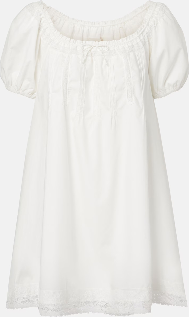 Faithfull Galle Lace-Trimmed Cotton Minidress - White