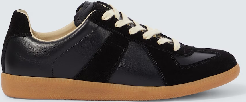 maison margielareplica leather and suede sneakers