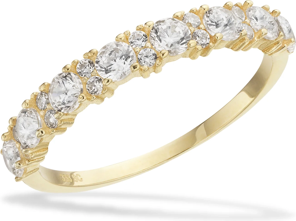 bred 8 karat guld alliancering med zirkonia