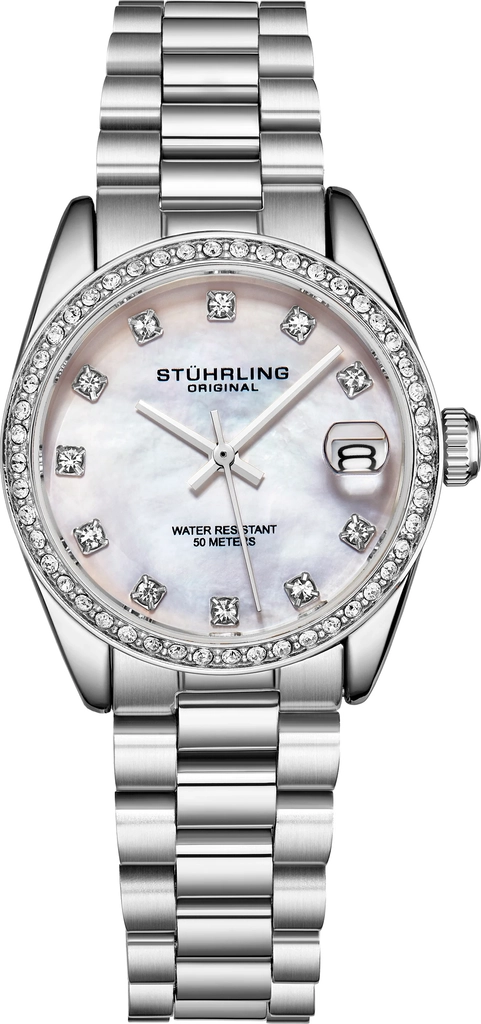 Stührling Original Damklocka 3936.1 Lineage Vit/Stål Ø31 mm