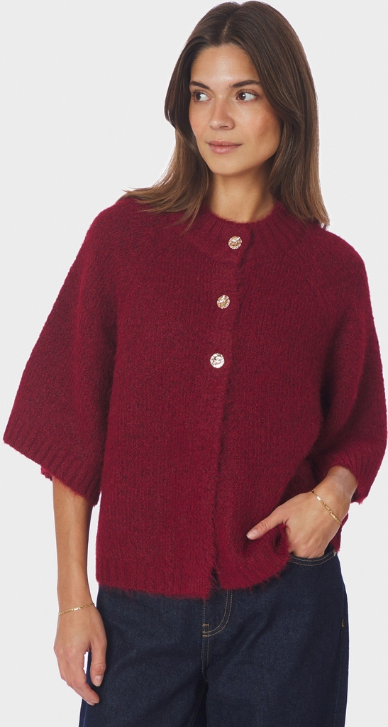Neo Noir Benuta Fluffy Knit Cardigan Kortermet Strikkegenser -