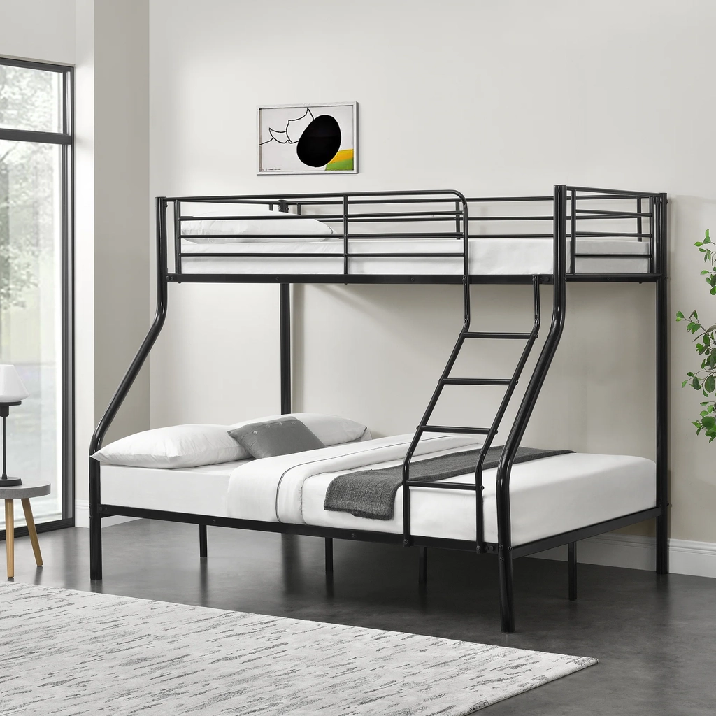 [neu.haus]® køjeseng ramme af metal - 210x147,5x168cm - plads for 3 - med stig - i forskellige farver