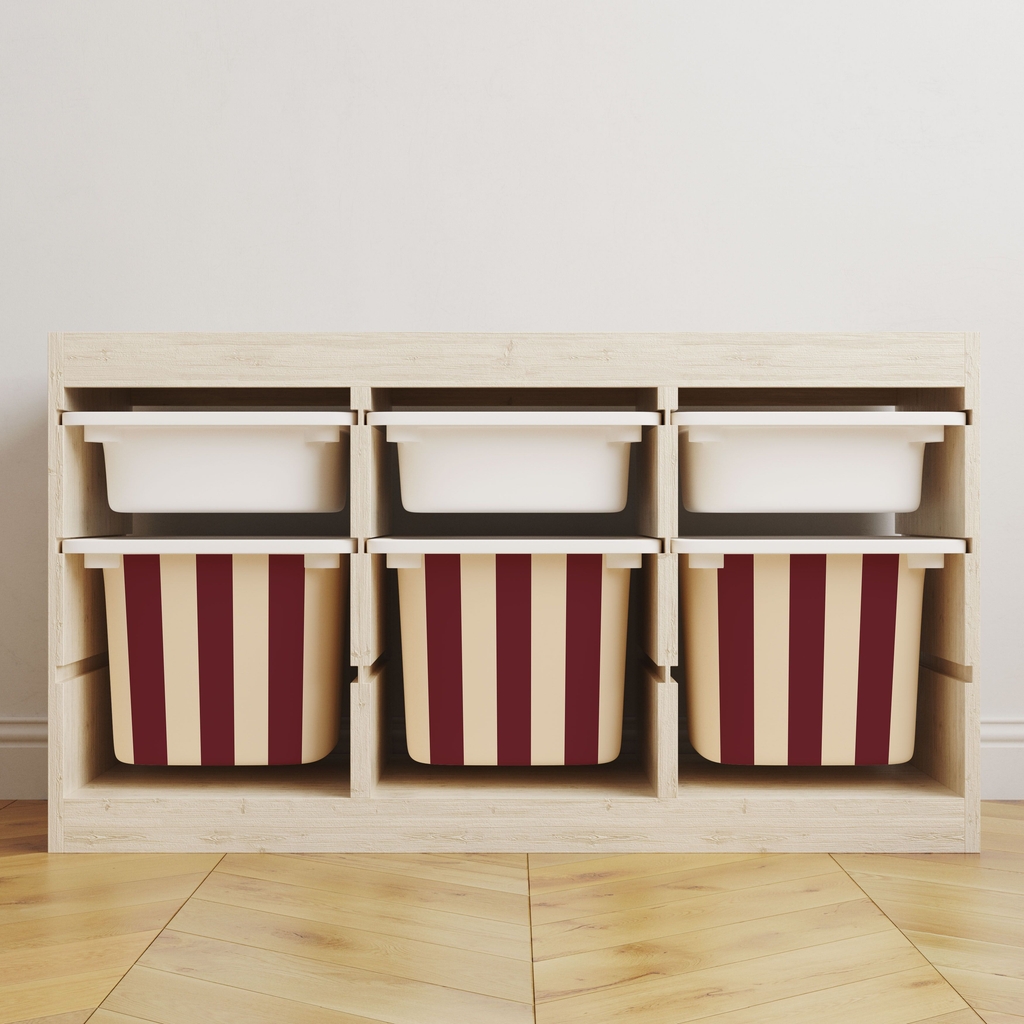 selvklebende klistremerker – trofast boks dekaler / velg størrelse / stripes burgundy – cream