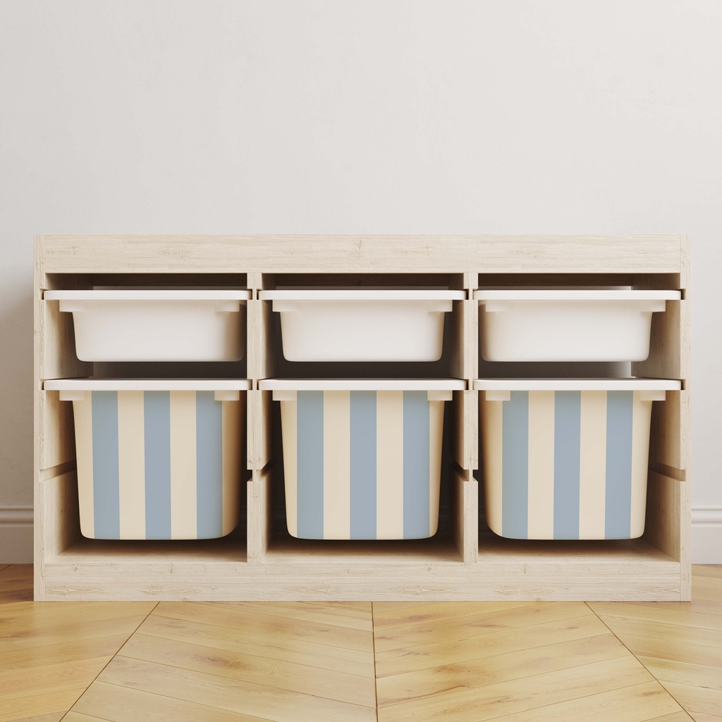 selvklæbende klistermærker – trofast boks dekorationer / vælg størrelse / stripes blue-cream