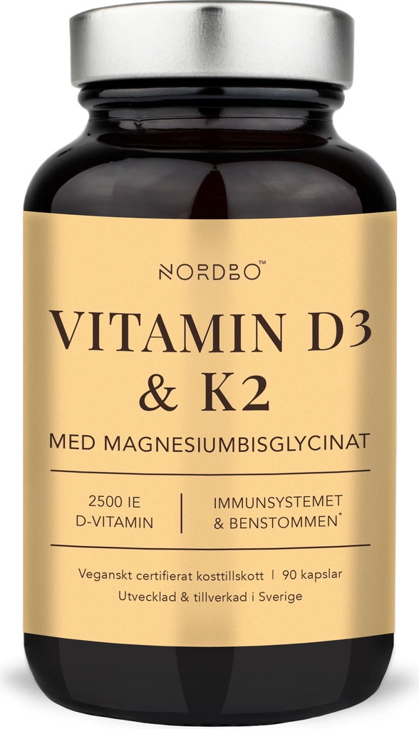 nordbo - vegan vitamin d3 & k2 - 90 kapsler