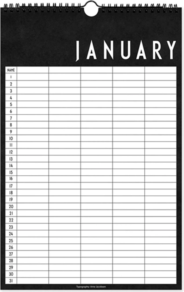 Design Letters Monthly Planner Black