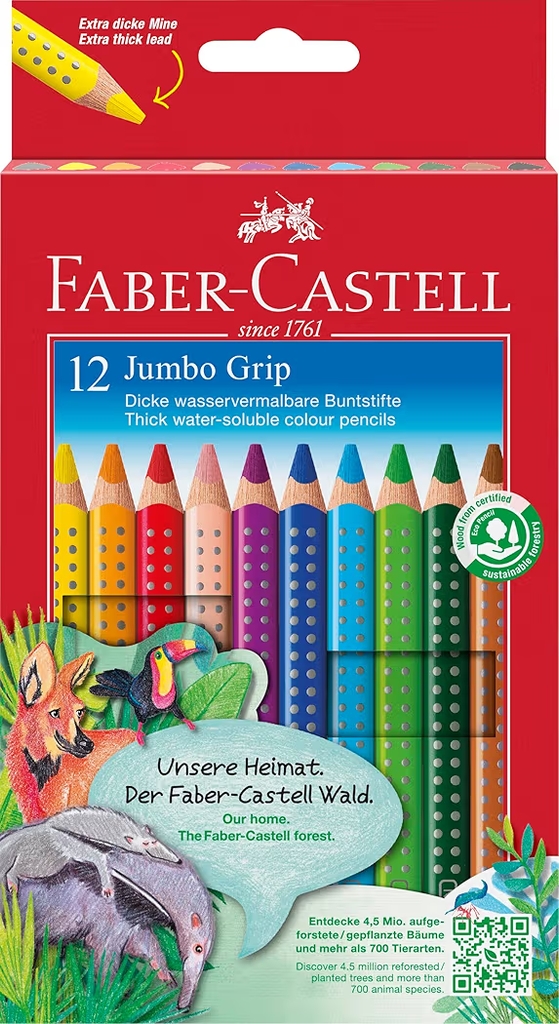 faber-castell jumbo grip akvarel trekants 12 ass.