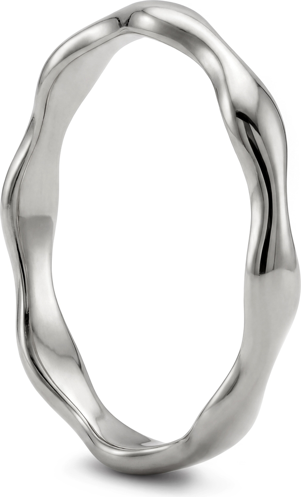 Sidegren Sølvtonet Rustfrit Stål Bølget Ring - 4 mm
