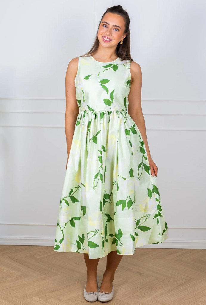 taffeta midi dress soft pastel