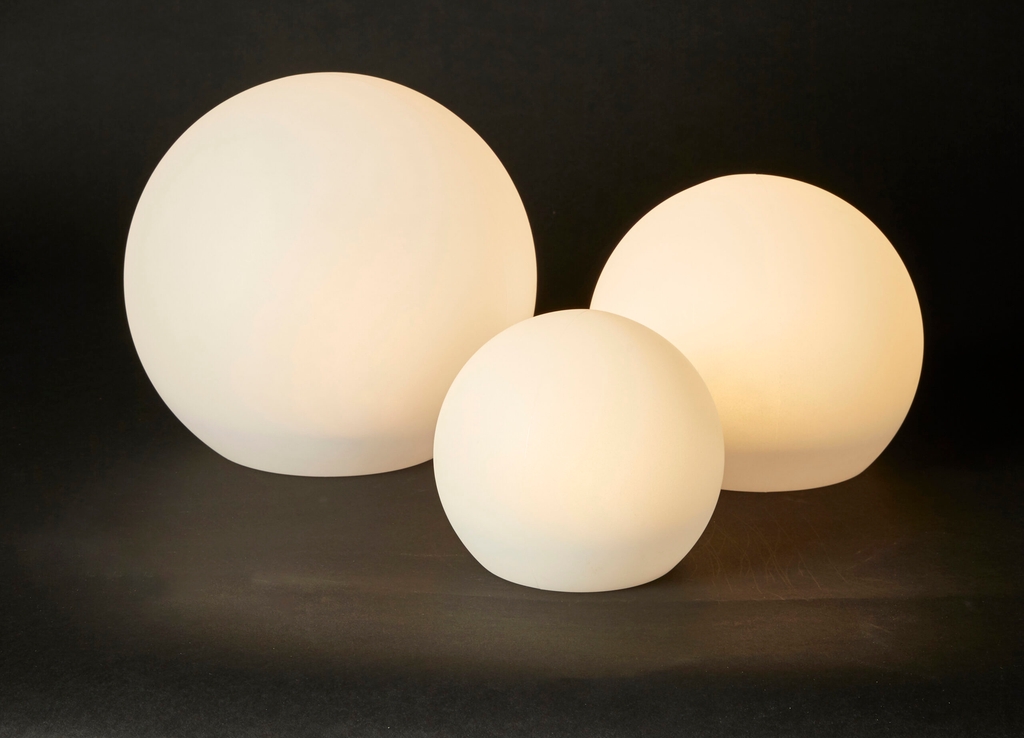 solar lyskugle med spyd s/3 stk. ø25/20/15 cm hvid plast