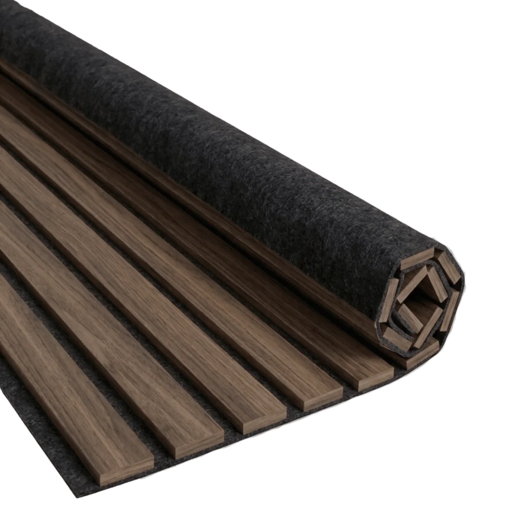 fleksibel akustikpanel i røget egetræsfiner 1200x520x18 mm