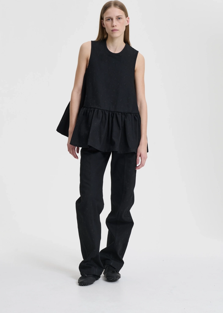 barbara | top embroidered denim black