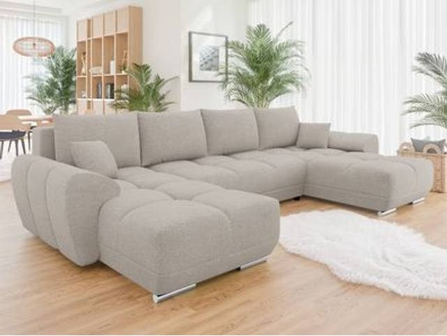 Mirjan24 Simerly Bäddsoffa Dubbeldivan 4-sits Gul U Bäddsoffa Soffa 3-sits
